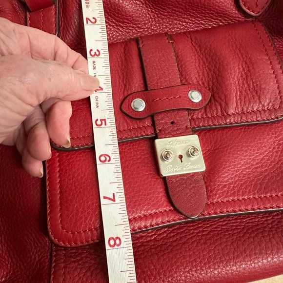 Ralph Lauren Red Leather Satchel Handbag - Women's Stylish Shoulder Bag - Picture 11 of 13